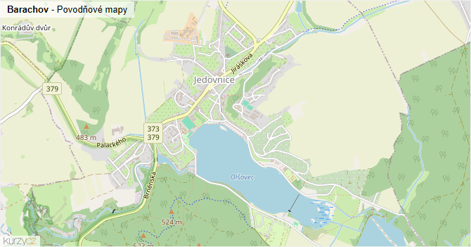 Barachov - záplavové mapy stoleté vody