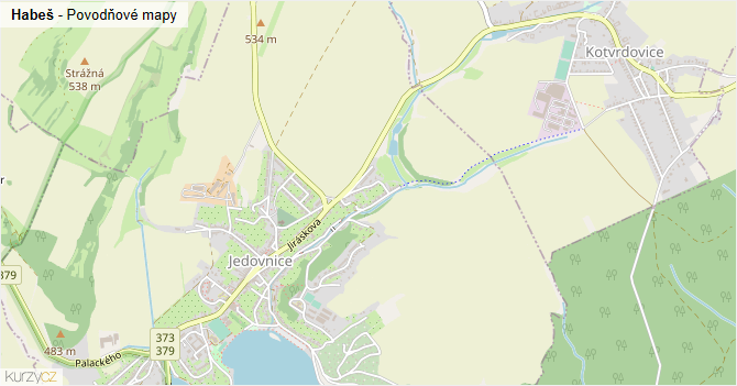 Habeš - záplavové mapy stoleté vody