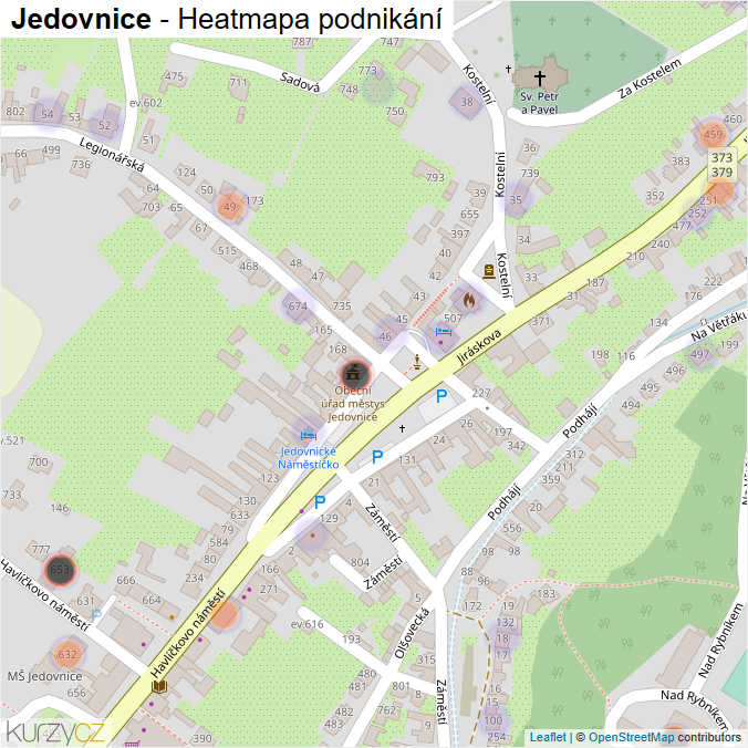 Mapa Jedovnice - Firmy v části obce.