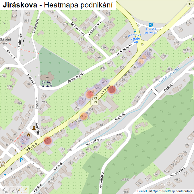 Mapa Jiráskova - Firmy v ulici.