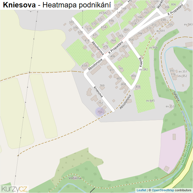 Mapa Kniesova - Firmy v ulici.