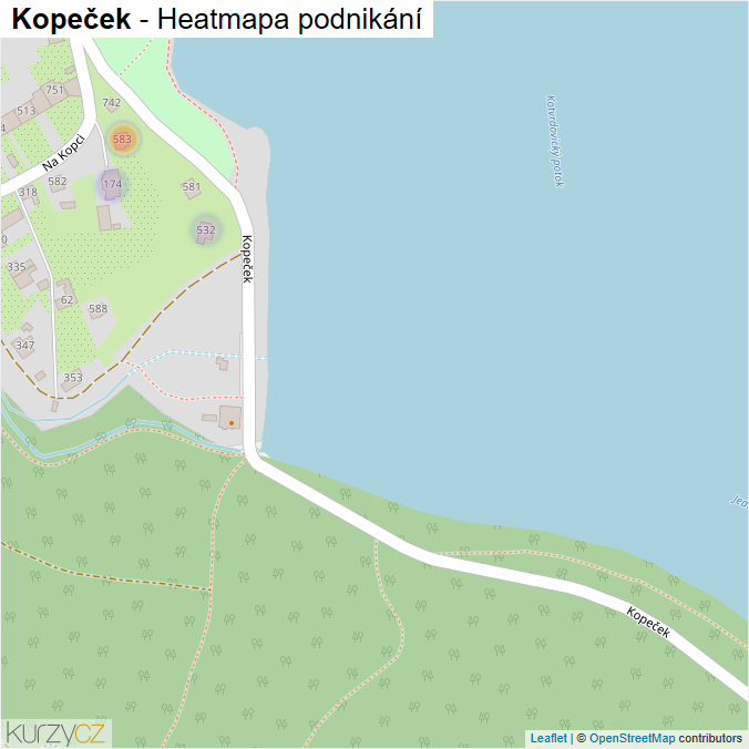 Mapa Kopeček - Firmy v ulici.