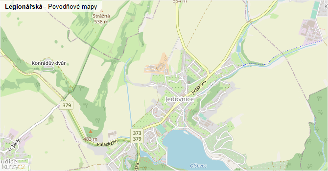 Legionářská - záplavové mapy stoleté vody