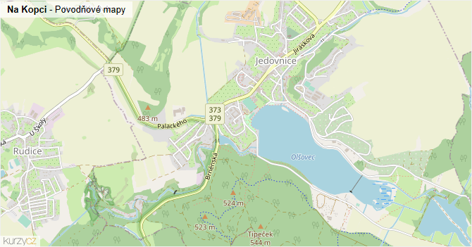 Na Kopci - záplavové mapy stoleté vody