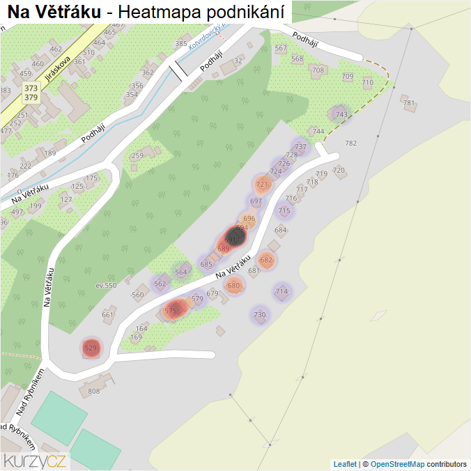 Mapa Na Větřáku - Firmy v ulici.