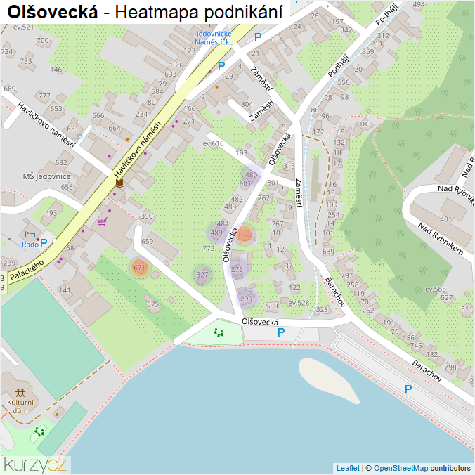 Mapa Olšovecká - Firmy v ulici.
