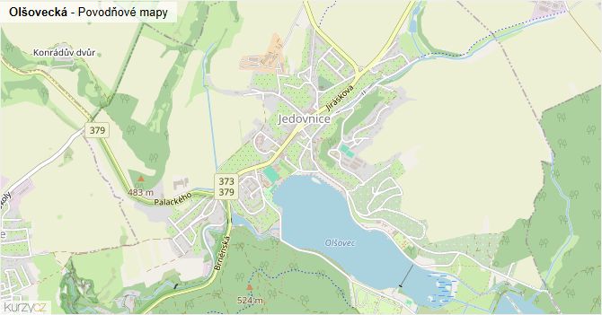 Olšovecká - záplavové mapy stoleté vody