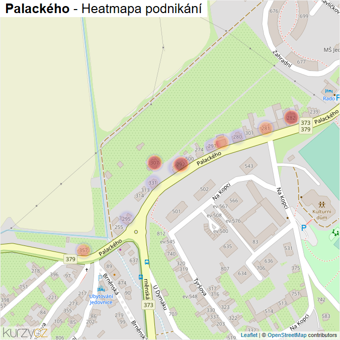 Mapa Palackého - Firmy v ulici.