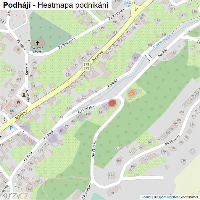 Mapa Podhájí - Firmy v ulici.