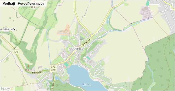 Podhájí - záplavové mapy stoleté vody