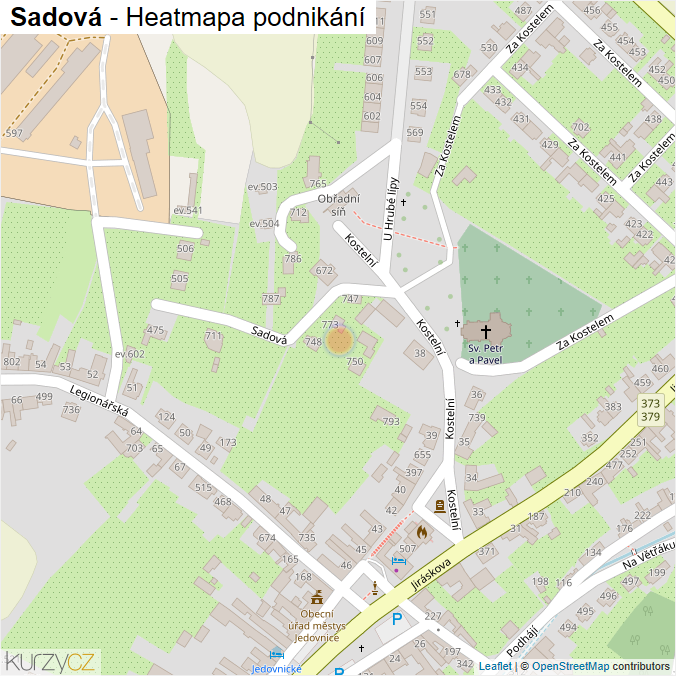 Mapa Sadová - Firmy v ulici.