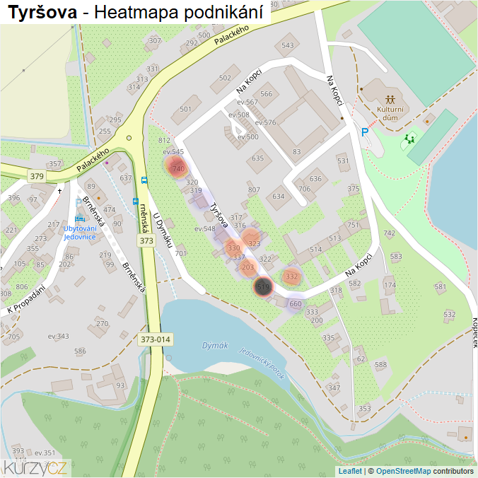 Mapa Tyršova - Firmy v ulici.