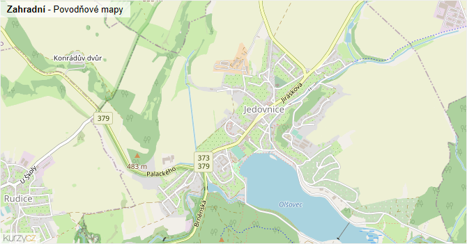 Zahradní - záplavové mapy stoleté vody