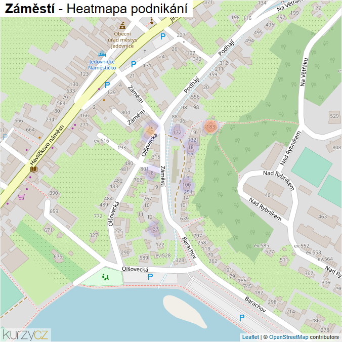 Mapa Záměstí - Firmy v ulici.