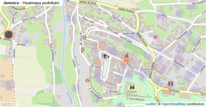 Jemnice - mapa podnikání
