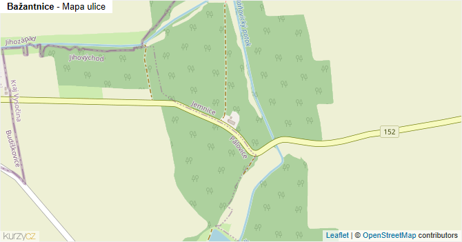 Bažantnice - mapa ulice