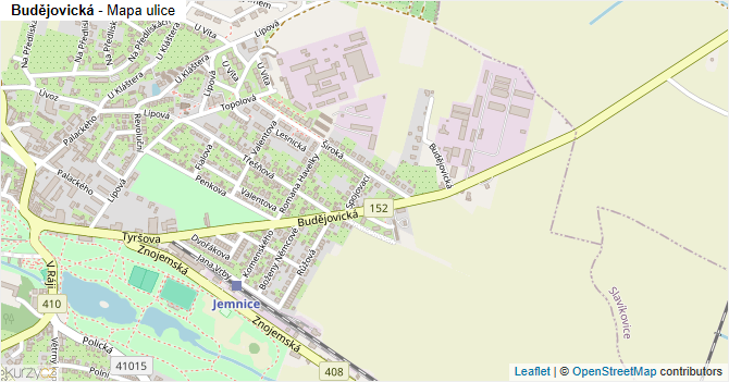 Budějovická - mapa ulice