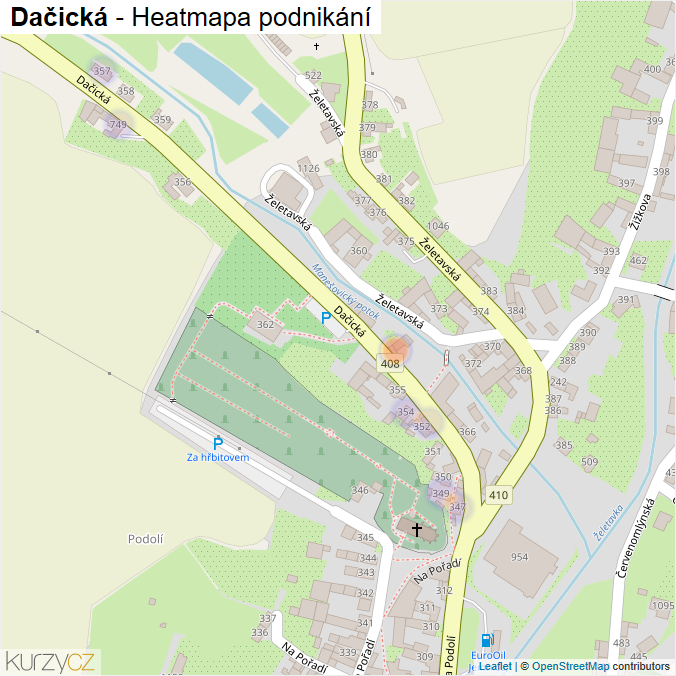Mapa Dačická - Firmy v ulici.