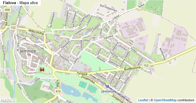 Fialova - mapa ulice
