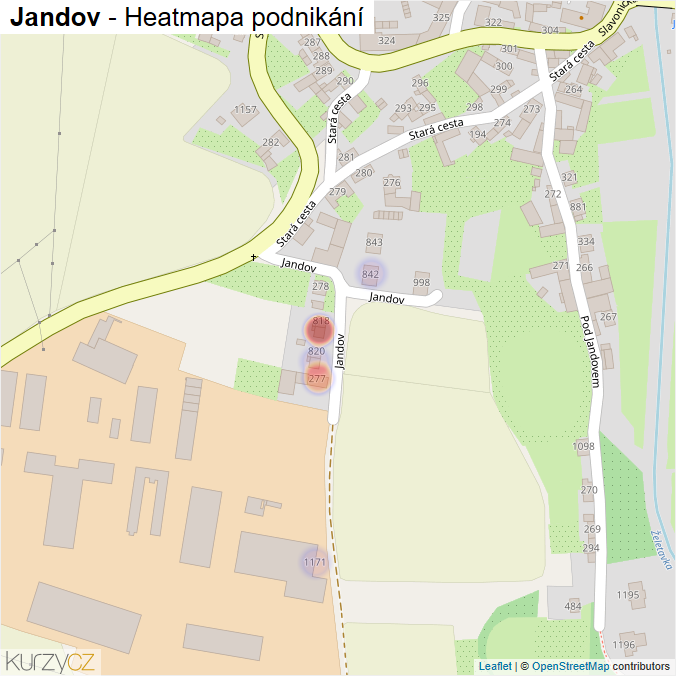 Mapa Jandov - Firmy v ulici.