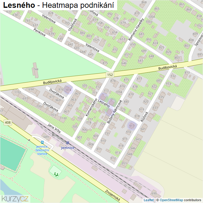 Mapa Lesného - Firmy v ulici.
