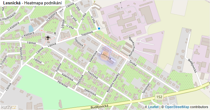 Lesnická - mapa podnikání
