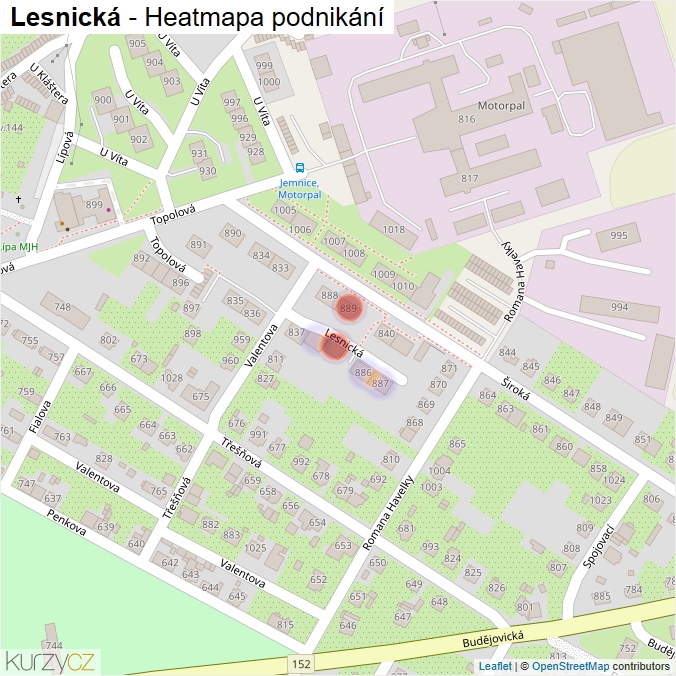 Mapa Lesnická - Firmy v ulici.