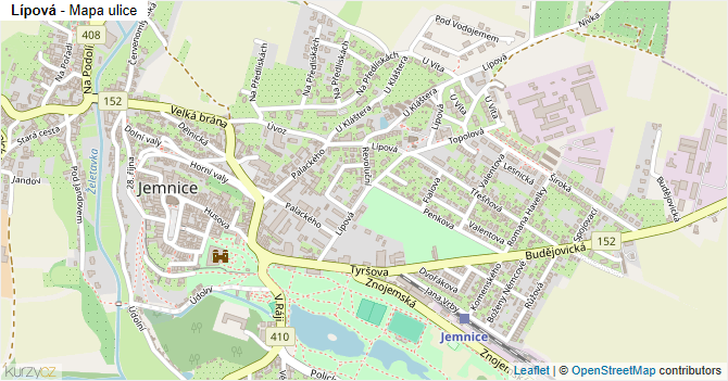 Lípová - mapa ulice