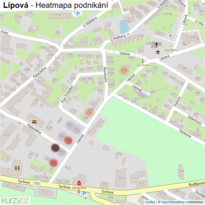 Mapa Lípová - Firmy v ulici.