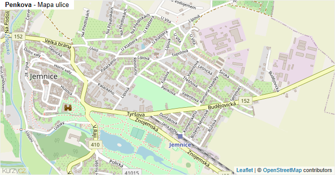 Penkova - mapa ulice