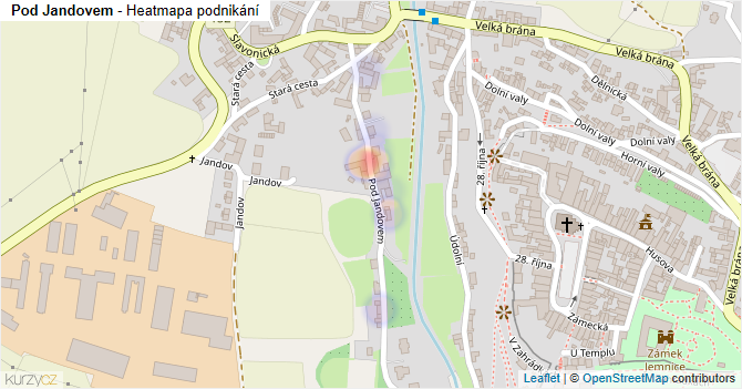Pod Jandovem - mapa podnikání
