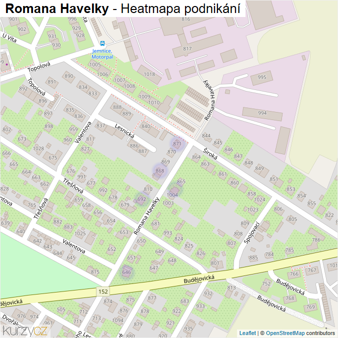 Mapa Romana Havelky - Firmy v ulici.