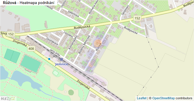 Růžová - mapa podnikání
