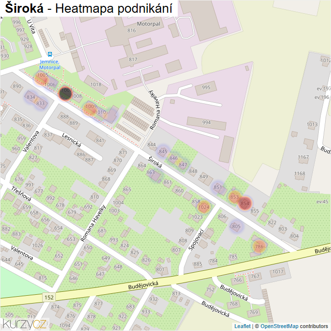 Mapa Široká - Firmy v ulici.