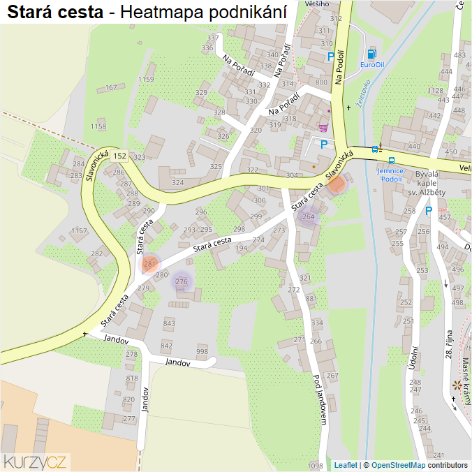 Mapa Stará cesta - Firmy v ulici.
