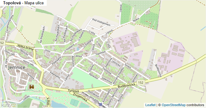 Topolová - mapa ulice