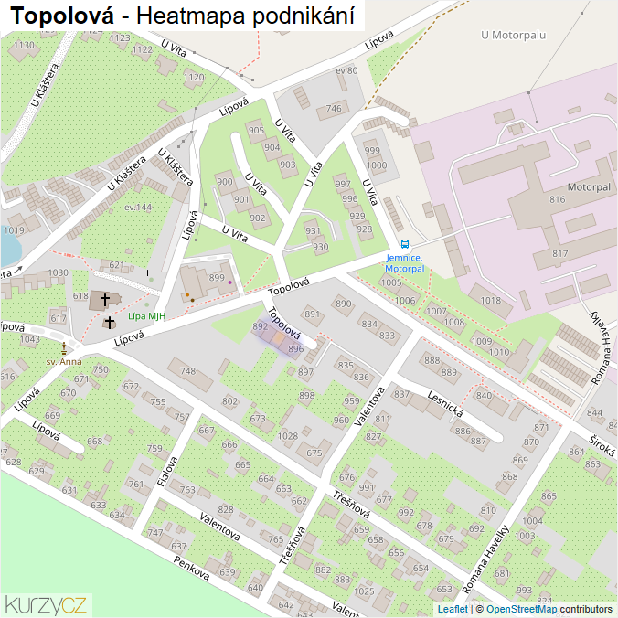 Mapa Topolová - Firmy v ulici.