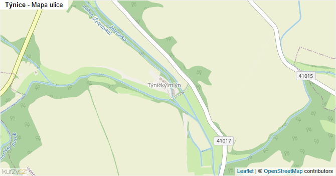 Týnice - mapa ulice