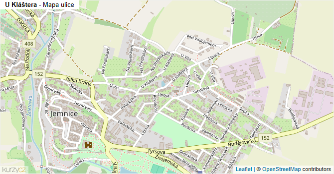 U Kláštera - mapa ulice