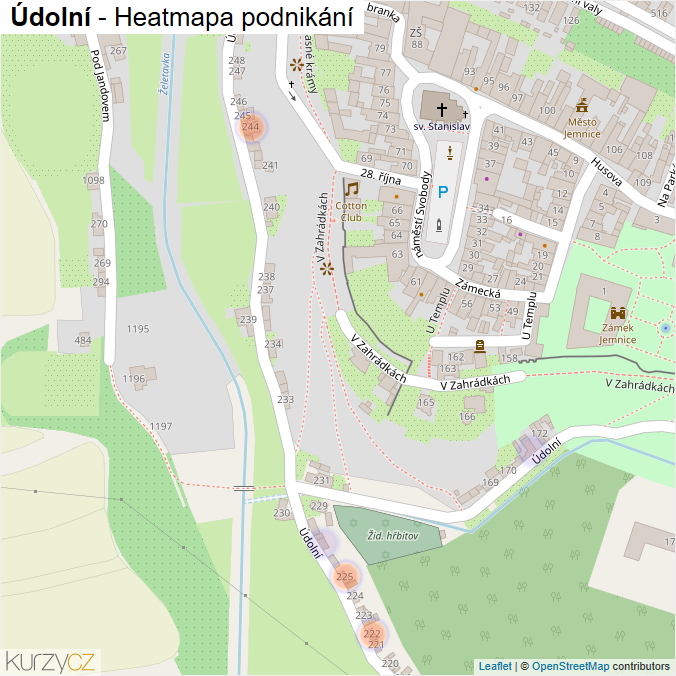 Mapa Údolní - Firmy v ulici.