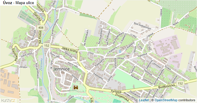 Úvoz - mapa ulice