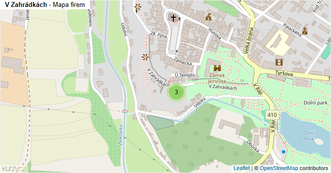 V Zahrádkách - mapa firem