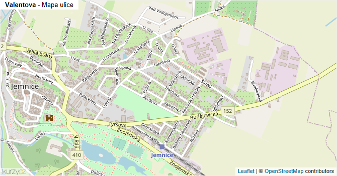 Valentova - mapa ulice