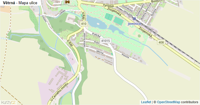 Větrná - mapa ulice