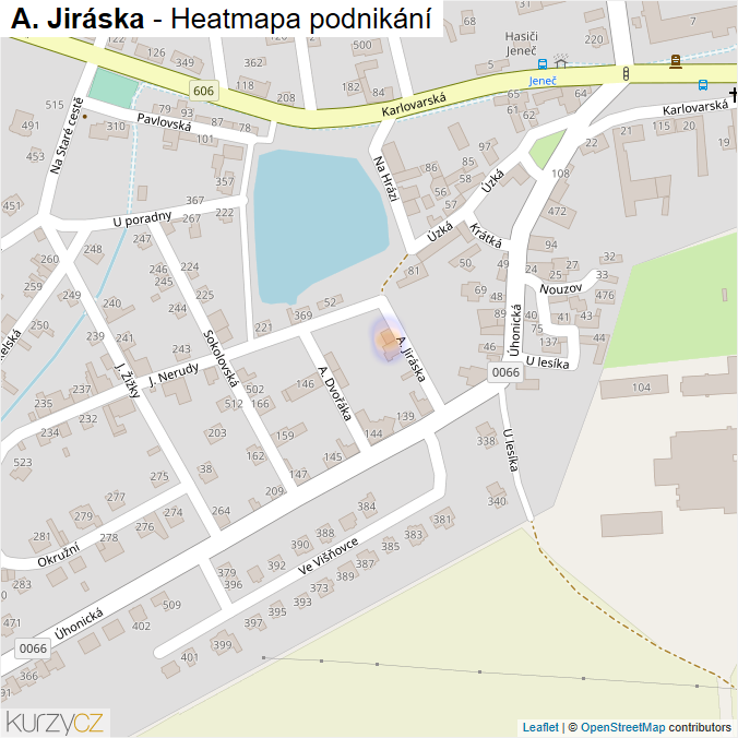 Mapa A. Jiráska - Firmy v ulici.