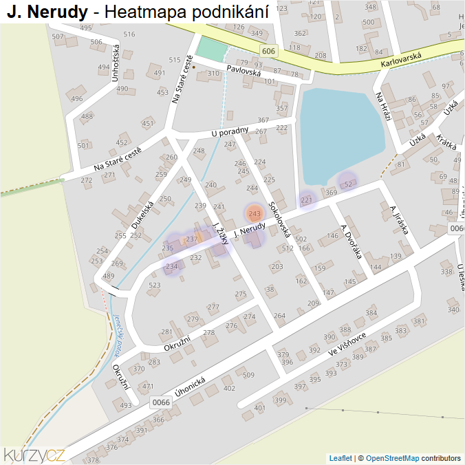 Mapa J. Nerudy - Firmy v ulici.