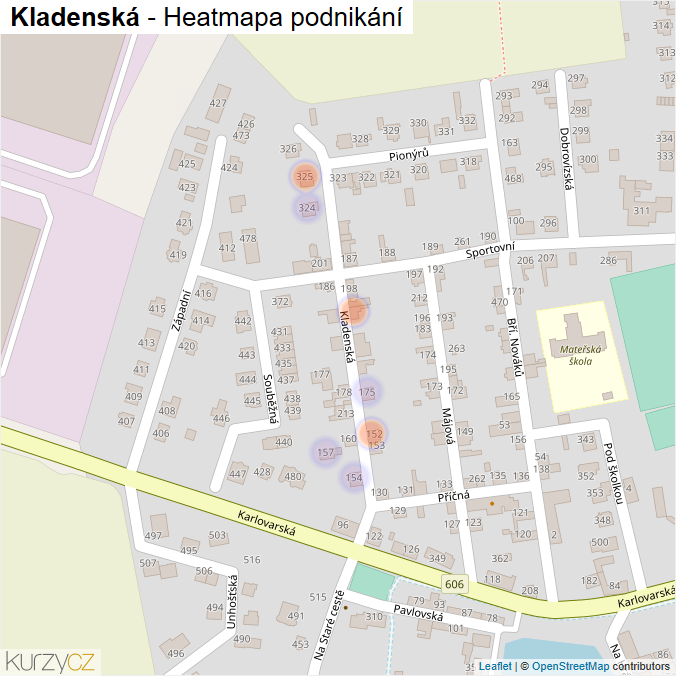 Mapa Kladenská - Firmy v ulici.