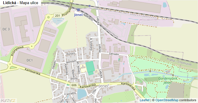 Lidická - mapa ulice