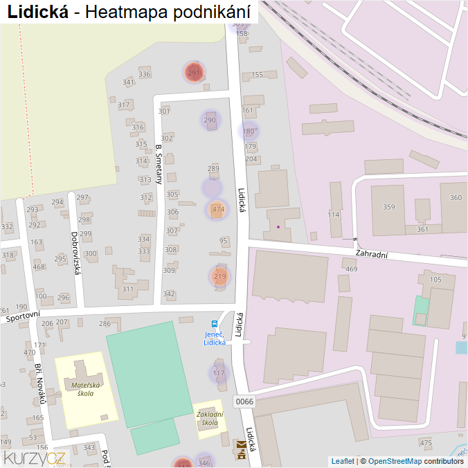Mapa Lidická - Firmy v ulici.