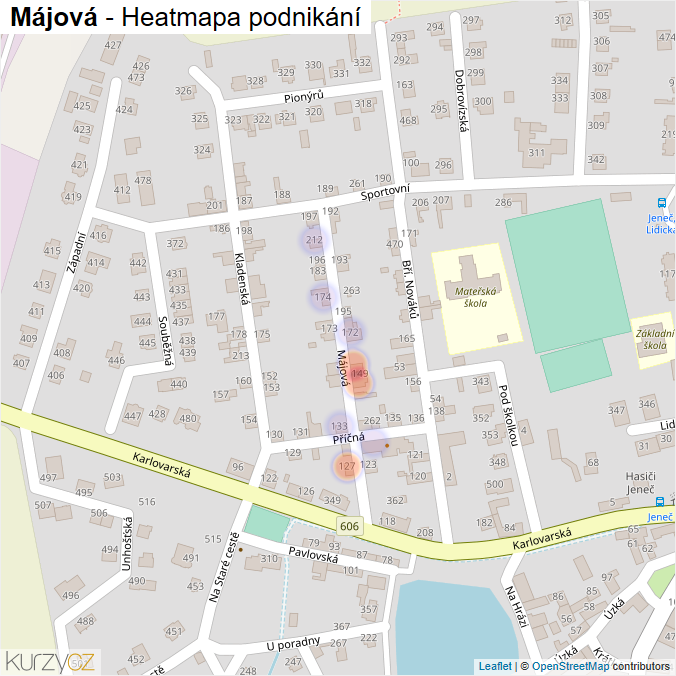 Mapa Májová - Firmy v ulici.
